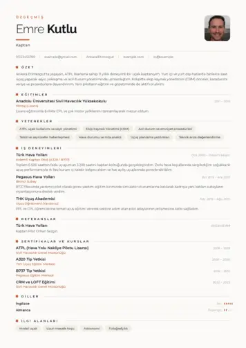 Kaptan Cv Örnekleri cv indir